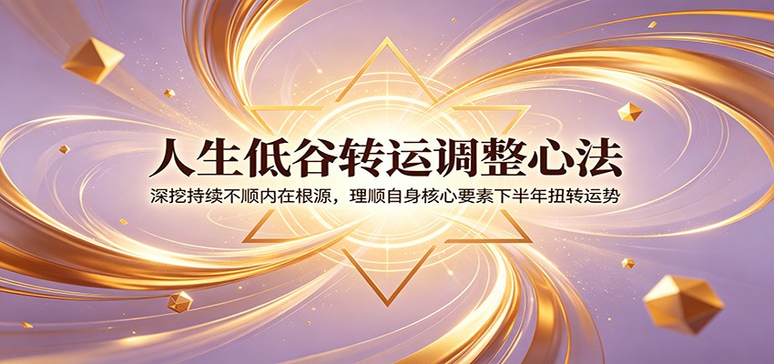 人生低谷转运调整心法：深挖持续不顺内在根源，理顺自身核心要素下半年扭转运势-聊项目
