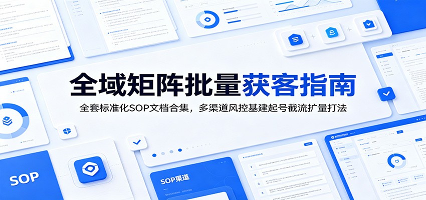 全域矩阵批量获客指南：全套标准化SOP文档合集，多渠道风控基建起号截流扩量打法-聊项目