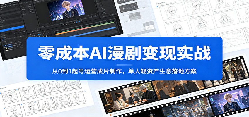 零成本AI漫剧变现实战：从0到1起号运营成片制作，单人轻资产生意落地方案-聊项目
