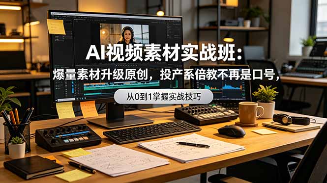 AI视频素材实战班：爆量素材升级原创，投产翻倍不再是口号，0-1系统教学实战落地-聊项目