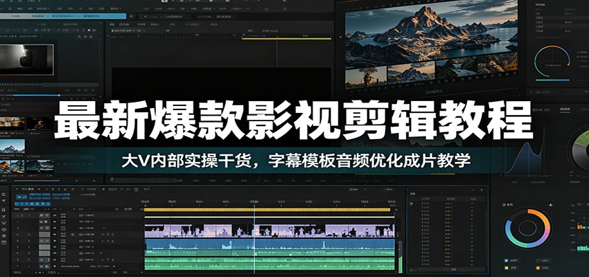 最新爆款影视剪辑教程：大V内部实操干货，字幕模板音频优化成片教学-聊项目