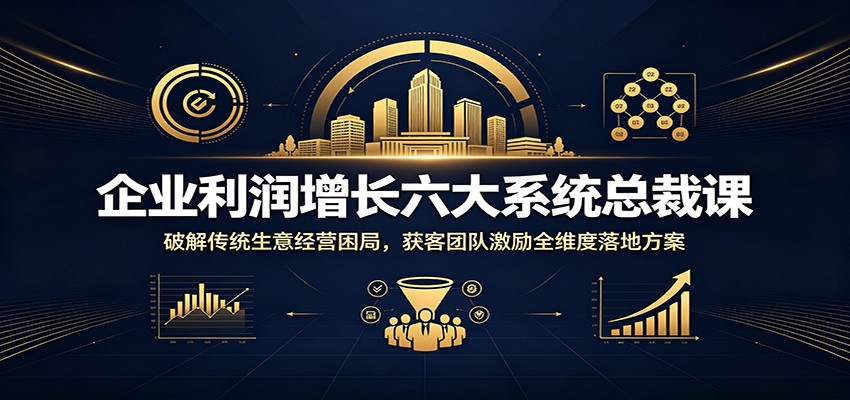 企业利润增长六大系统总裁课：破解传统生意经营困局，获客团队激励全维度落地方案-聊项目