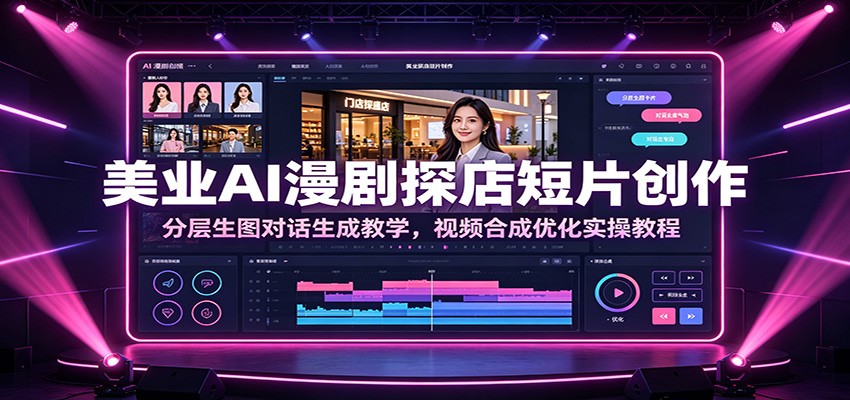 美业AI漫剧探店短片创作：分层生图对话生成教学，视频合成优化实操教程-聊项目