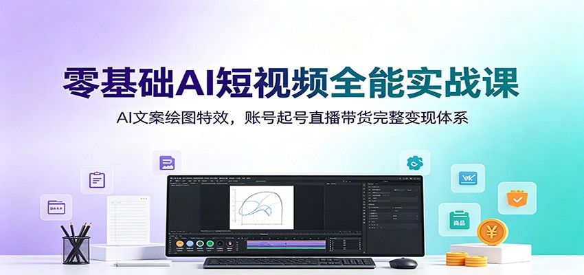 零基础AI短视频全能实战课：AI文案绘图特效，账号起号直播带货完整变现体系-聊项目