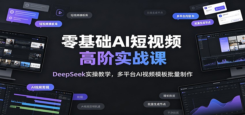 零基础AI短视频高阶实战课：DeepSeek实操教学，多平台AI视频模板批量制作-聊项目