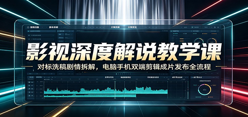 影视深度解说教学课：对标洗稿剧情拆解，电脑手机双端剪辑成片发布全流程-聊项目