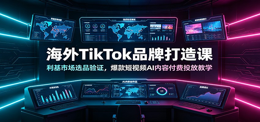 海外TikTok品牌打造课：利基市场选品验证，爆款短视频AI内容付费投放教学-聊项目