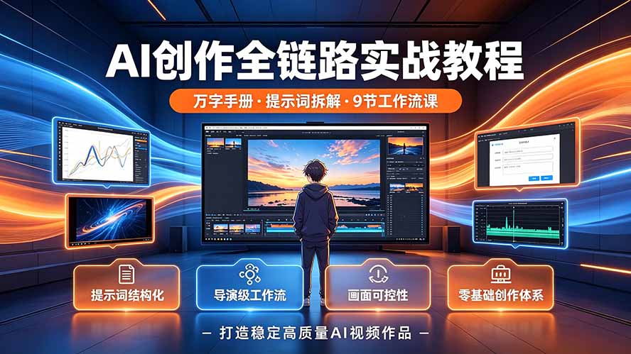 AI创作全链路实战教程｜万字手册·提示词拆解·9节工作流课，打造稳定高质量AI视频作品-聊项目