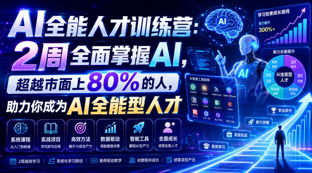 AI全能人才训练营：2周全面掌握AI，超越市面上80%的人，助力你成为AI全能型人才-聊项目