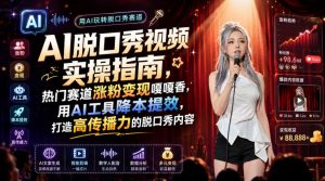 AI脱口秀视频实操指南，热门赛道涨粉变现嘎嘎香，用AI工具降本提效，打造高传播力的脱口秀内容-聊项目