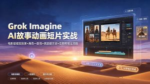 Grok Imagine AI故事动画短片实战：电影级视觉效果+角色一致性+高级提示词+后期剪辑全流程-聊项目