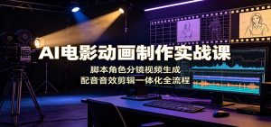 AI电影动画制作实战课：脚本角色分镜视频生成，配音音效剪辑一体化全流程-聊项目