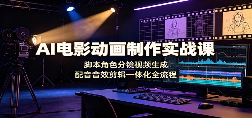AI电影动画制作实战课：脚本角色分镜视频生成，配音音效剪辑一体化全流程-聊项目