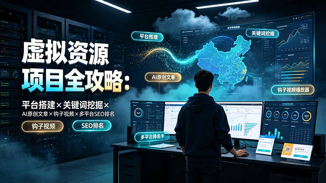 虚拟资源项目全攻略：平台搭建×关键词挖掘×AI原创文章×钩子视频×多平台SEO排名-聊项目