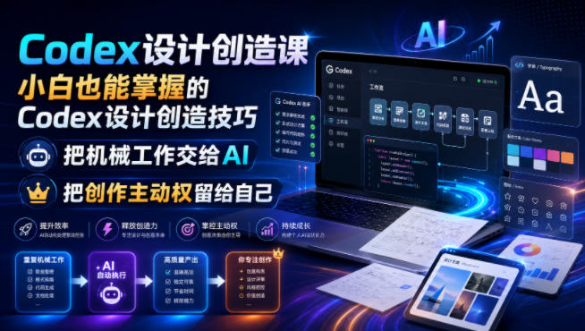 Codex设计创造课，小白也能掌握的Codex设计创造技巧，把机械工作交给AI，把创作主动权留给自己-聊项目