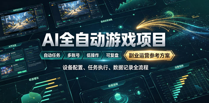 AI全自动游戏躺賺副业：日入几百，稳定运行三年的项目！【揭秘】-聊项目