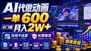 AI代做动画，一单600，0门槛月入2W+，日结不压款，长期稳定【揭秘】-聊项目