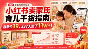 小红书卖蒙氏育儿干货指南，客单价39，237天卖了11w+！-聊项目