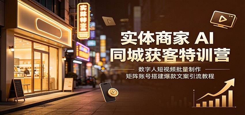 实体商家AI同城获客特训营：数字人短视频批量制作，矩阵账号搭建爆款文案引流教程-聊项目