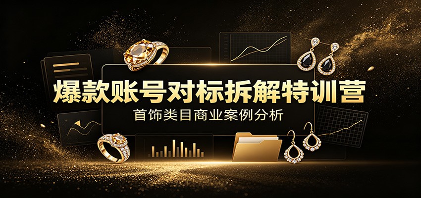爆款账号对标拆解特训营：首饰类目商业案例分析，配套完整资料内容-聊项目