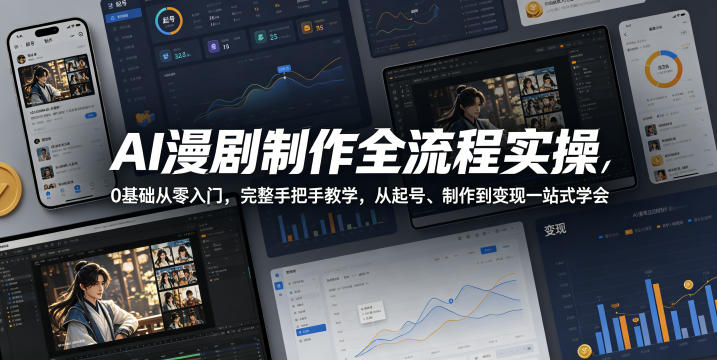 AI漫剧制作全流程实操，0基础从零入门，完整手把手教学，从起号、制作到变现一站式学会(更新)-聊项目