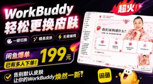 WorkBuddy轻松更换皮肤，199元闲鱼上已经不少人下了单！情绪价值拉满，WorkBuddy Theme Manager-聊项目
