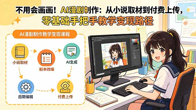 不用会画画！AI漫剧制作：从小说取材到付费上传，零基础手把手教学变现路径(更新-聊项目