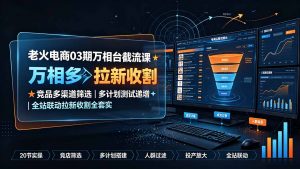 老火电商03期万相台截流课：竞品多渠道筛选｜多计划测试递增｜全站联动拉新收割全套实操教学-聊项目