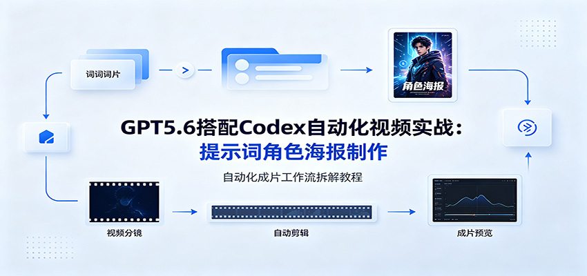 GPT5.6搭配Codex自动化视频实战：提示词角色海报制作，自动化成片工作流拆解教程-聊项目