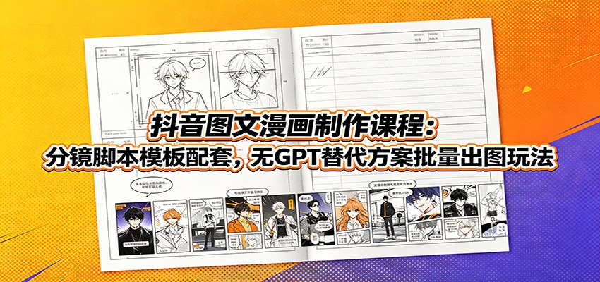 抖音图文漫画制作课程：分镜脚本模板配套，无GPT替代方案批量出图玩法-聊项目