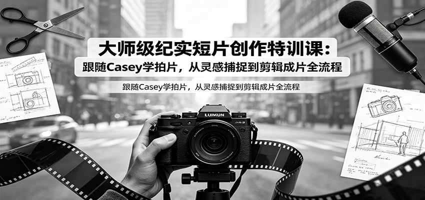 大师级纪实短片创作特训课：跟随Casey学拍片，从灵感捕捉到剪辑成片全流程-聊项目