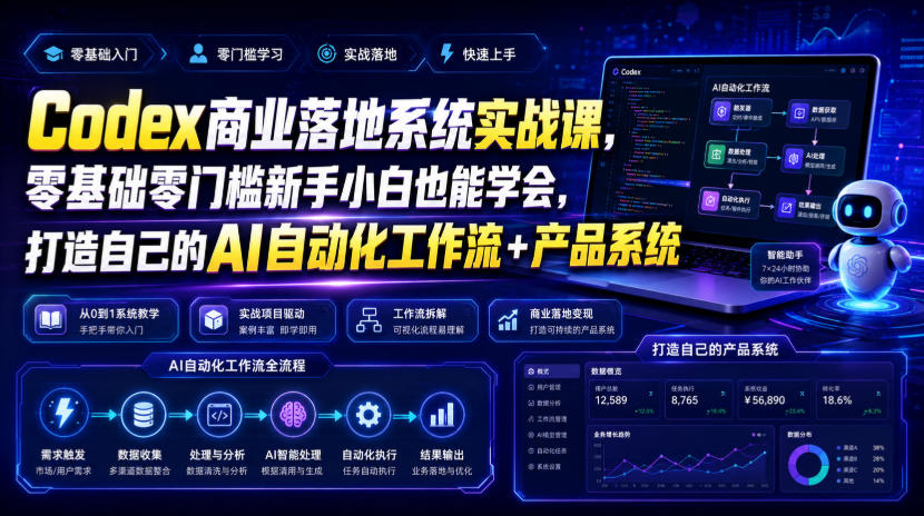 Codex商业落地系统实战课，零基础零门槛新手小白也能学会，打造自己的AI自动化工作流+产品系统-聊项目