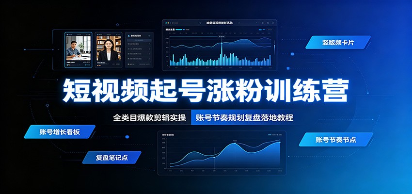 短视频起号涨粉训练营：全类目爆款剪辑实操，账号节奏规划复盘落地教程-聊项目