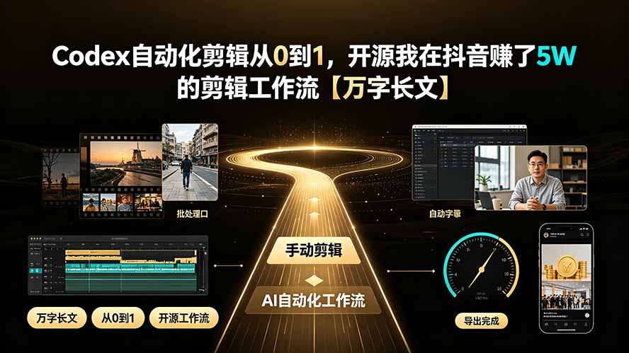 Codex自动化剪辑从0到1，开源我在抖音赚了5W 的剪辑工作流【万字长文】-聊项目