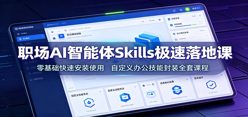 职场AI智能体Skills极速落地课：零基础快速安装使用，自定义办公技能封装全套课程-聊项目