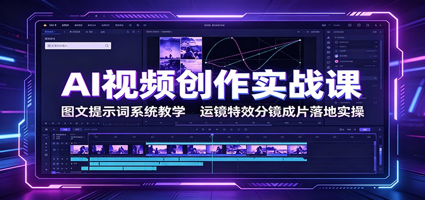 AI视频创作实战课：图文提示词系统教学，运镜特效分镜成片落地实操-聊项目