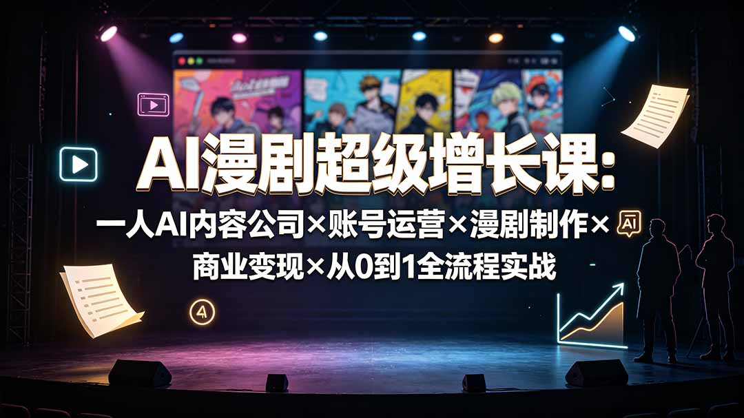 AI漫剧超级增长课：一人AI内容公司×账号运营×漫剧制作×商业变现×从0到1全流程实战-聊项目