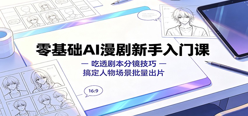 零基础AI漫剧新手入门课：吃透剧本分镜技巧，搞定人物场景批量出片-聊项目