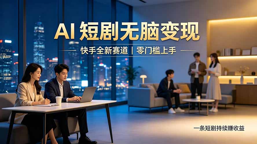 别乱找副业了，快手 AI 短剧零门槛长久被动增收-聊项目