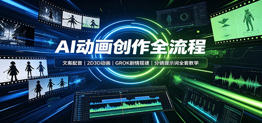 AI动画创作全流程：文案配音，2D3D动画，GROK剧情搭建，分镜提示词全套教学-聊项目