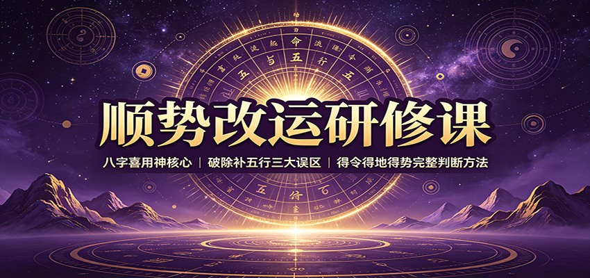 顺势改运研修课：八字喜用神核心，破除补五行三大误区，得令得地得势完整判断方法-聊项目
