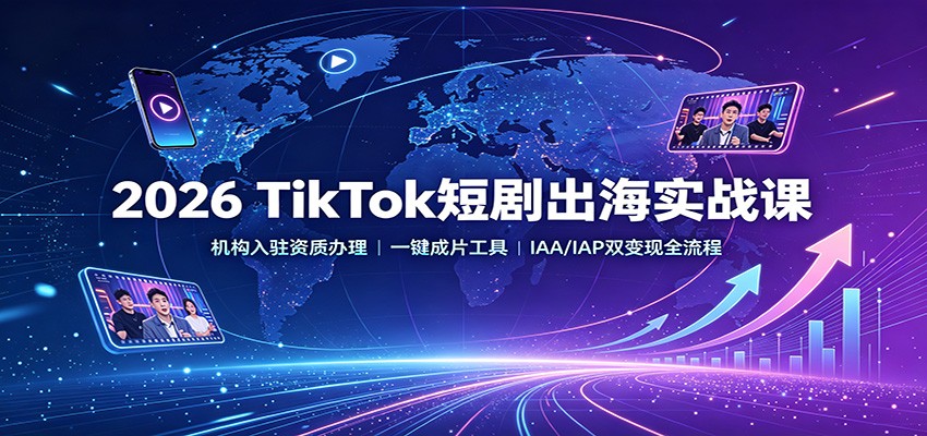 2026 TikTok短剧出海实战课：机构入驻资质办理，一键成片工具，IAA/IAP双变现全流程-聊项目