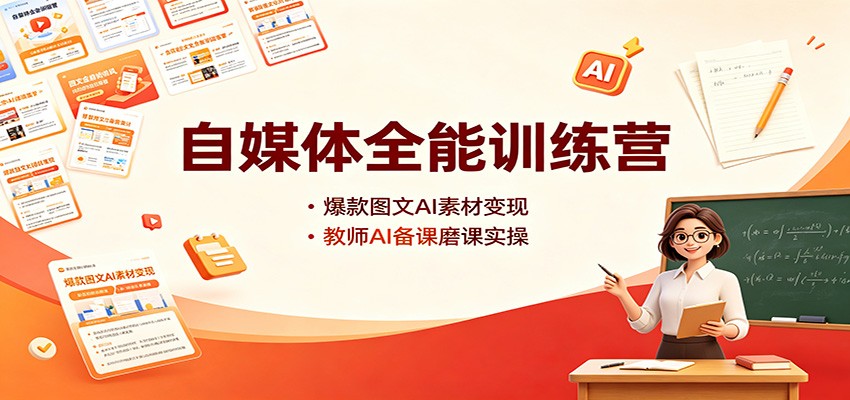 自媒体全能训练营：爆款图文AI素材变现，教师AI备课磨课实操-聊项目
