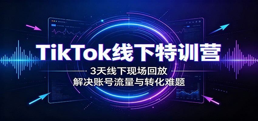 TikTok线下特训营：3天线下现场回放，解决账号流量与转化难题-聊项目