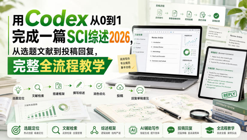 用Codex从0到1完成一篇SCI综述2026，从选题文献到投稿回复，完整全流程教学-聊项目