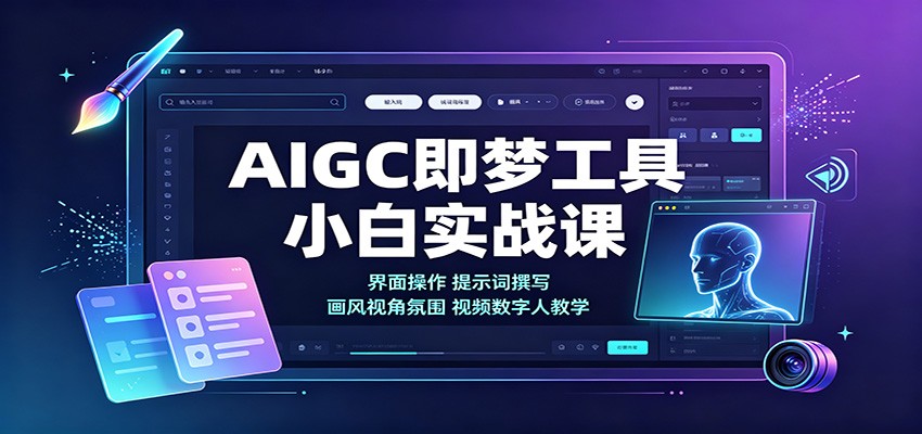 AIGC即梦工具小白实战课：界面操作，提示词撰写，画风视角氛围视频数字人教学-聊项目