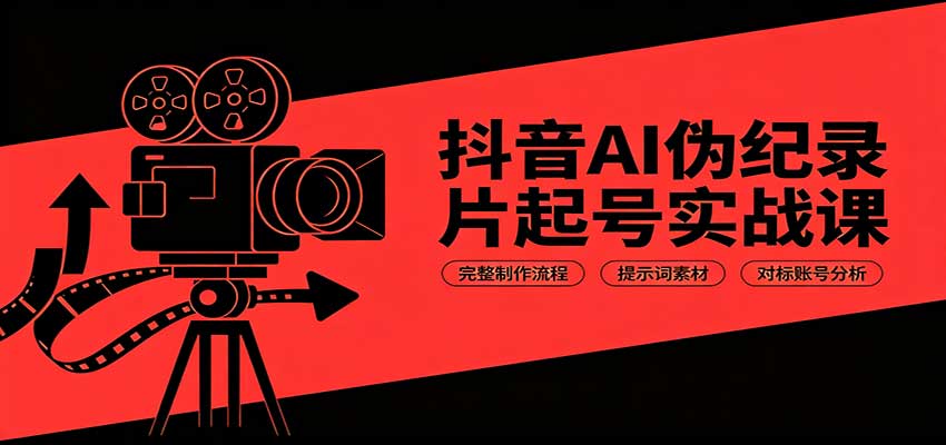 抖音AI伪纪录片起号实战课：完整制作流程，提示词素材，对标账号分析-聊项目