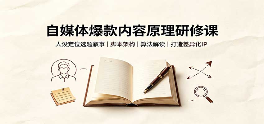 自媒体爆款内容原理研修课：人设定位选题叙事，脚本架构，算法解读打造差异化IP-聊项目