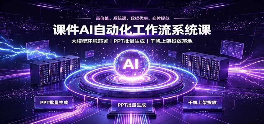 课件AI自动化工作流系统课：大模型环境部署，PPT批量生成，千帆上架投放落地-聊项目