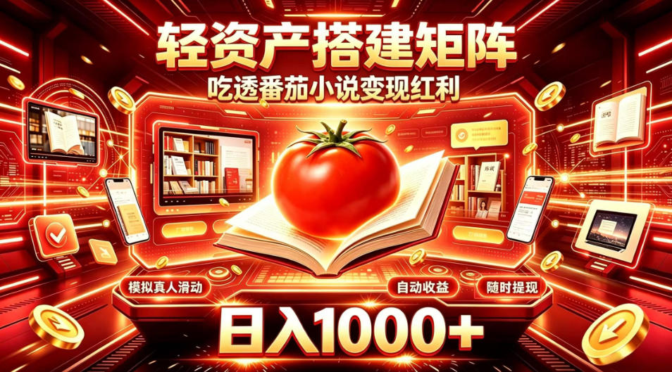 轻资产搭建矩阵，吃透番茄小说变现红利，日入1000+，支持无限矩阵放大【揭秘】-聊项目